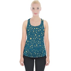 Star Golden Pattern Christmas Design White Gold Piece Up Tank Top