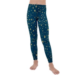 Star Golden Pattern Christmas Design White Gold Kids  Lightweight Velour Leggings