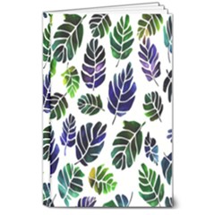 Leaves Watercolor Ornamental Decorative Design 8  X 10  Hardcover Notebook