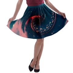 Fluid Swirl Spiral Twist Liquid Abstract Pattern A-line Skater Skirt by Ravend