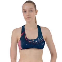 Fluid Swirl Spiral Twist Liquid Abstract Pattern Criss Cross Racerback Sports Bra