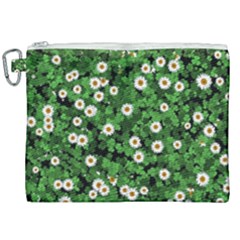 Daisies Clovers Lawn Digital Drawing Background Canvas Cosmetic Bag (xxl)