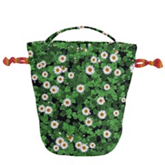 Daisies Clovers Lawn Digital Drawing Background Drawstring Bucket Bag