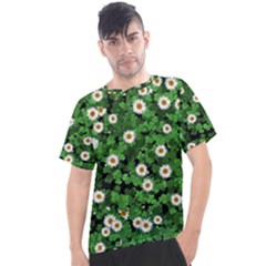 Daisies Clovers Lawn Digital Drawing Background Men s Sport Top by Ravend