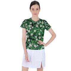Daisies Clovers Lawn Digital Drawing Background Women s Sports Top by Ravend