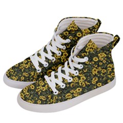 Sunflowers Yellow Flowers Flowers Digital Drawing Men s Hi-top Skate Sneakers by Ravend