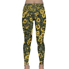 Sunflowers Yellow Flowers Flowers Digital Drawing Lightweight Velour Classic Yoga Leggings