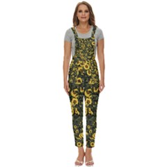 Sunflowers Yellow Flowers Flowers Digital Drawing Women s Pinafore Overalls Jumpsuit by Ravend