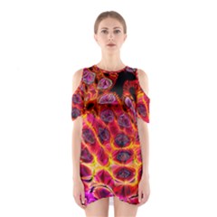 Fractal Black Texture Wallpaper Art Design Shoulder Cutout One Piece Dress