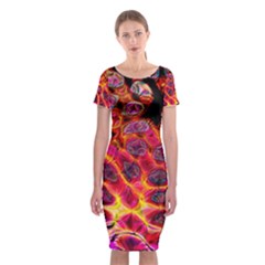 Fractal Black Texture Wallpaper Art Design Classic Short Sleeve Midi Dress