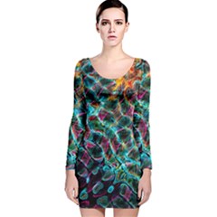 Fractal Abstract Waves Background Wallpaper Long Sleeve Velvet Bodycon Dress