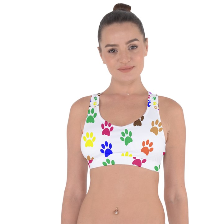 Pawprints-paw-prints-paw-animal Cross String Back Sports Bra