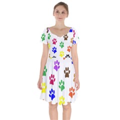 Pawprints-paw-prints-paw-animal Short Sleeve Bardot Dress by Ravend