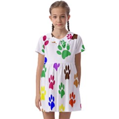 Pawprints-paw-prints-paw-animal Kids  Asymmetric Collar Dress