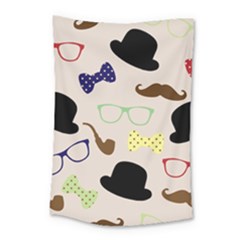 Moustache-hat-bowler-bowler-hat Small Tapestry by Ravend