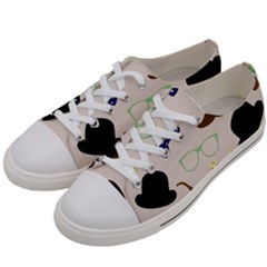 Moustache-hat-bowler-bowler-hat Women s Low Top Canvas Sneakers