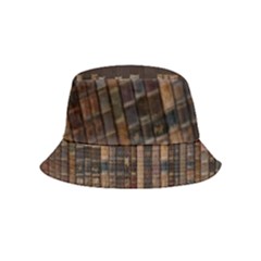 Old Bookshelf Orderly Antique Books Inside Out Bucket Hat (kids) by Ravend