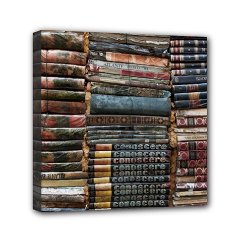 Pile Of Books Photo Of Assorted Book Lot Backyard Antique Store Mini Canvas 6  X 6  (stretched)