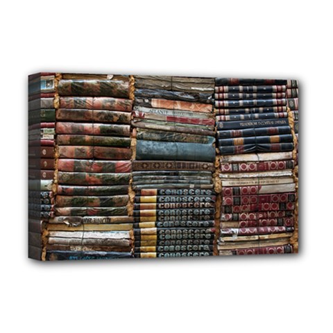 Pile Of Books Photo Of Assorted Book Lot Backyard Antique Store Deluxe Canvas 18  X 12  (stretched)