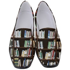 Book Collection In Brown Wooden Bookcases Books Bookshelf Library Women s Classic Loafer Heels by Ravend