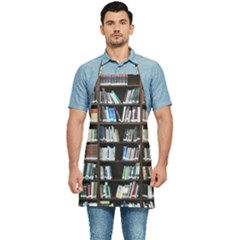 Book Collection In Brown Wooden Bookcases Books Bookshelf Library Kitchen Apron by Ravend