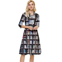 Book Collection In Brown Wooden Bookcases Books Bookshelf Library Classy Knee Length Dress