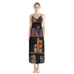 Assorted Title Of Books Piled In The Shelves Assorted Book Lot Inside The Wooden Shelf Button Up Chiffon Maxi Dress