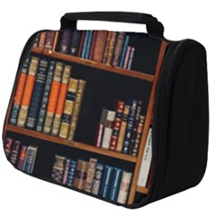 Assorted Title Of Books Piled In The Shelves Assorted Book Lot Inside The Wooden Shelf Full Print Travel Pouch (big) by Ravend