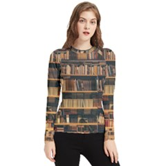 Books On Bookshelf Assorted Color Book Lot In Bookcase Library Women s Long Sleeve Rash Guard