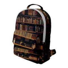 Books On Bookshelf Assorted Color Book Lot In Bookcase Library Flap Pocket Backpack (large) by Ravend