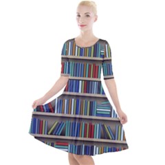 Bookshelf Quarter Sleeve A-line Dress by Ravend