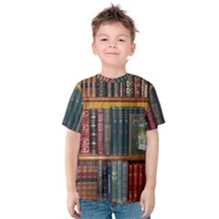 Books-library-bookshelf-bookshop Kids  Cotton T-shirt