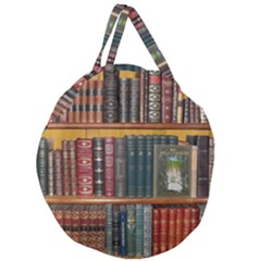 Books-library-bookshelf-bookshop Giant Round Zipper Tote by Ravend