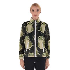 Frog Pattern Women s Bomber Jacket