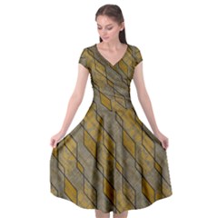Background-batik Cap Sleeve Wrap Front Dress by nateshop