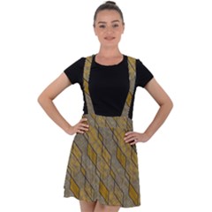 Background-batik Velvet Suspender Skater Skirt