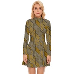 Background-batik Long Sleeve Velour Longline Dress