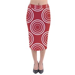 Background-red Velvet Midi Pencil Skirt by nateshop
