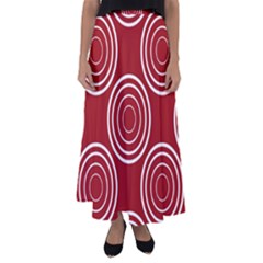 Background-red Flared Maxi Skirt