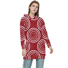 Background-red Women s Long Oversized Pullover Hoodie by nateshop