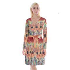 Indonesia-lukisan-picture Long Sleeve Velvet Front Wrap Dress by nateshop