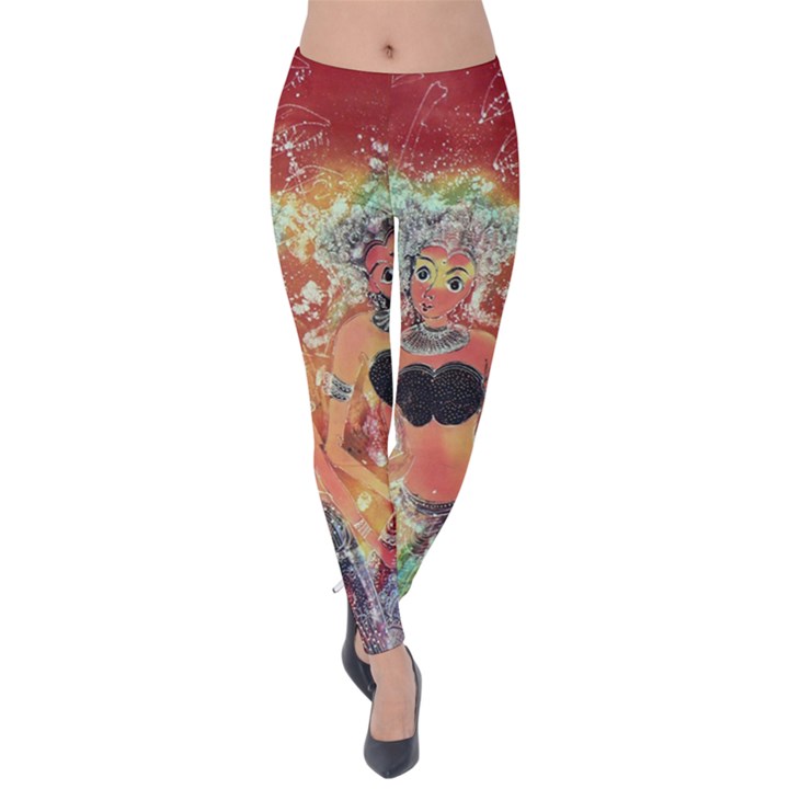 Indonesia-lukisan-picture Velvet Leggings