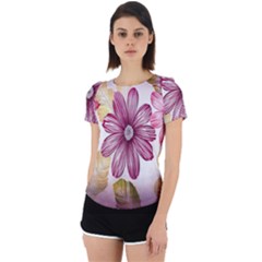 Print-roses Back Cut Out Sport T-shirt by nateshop