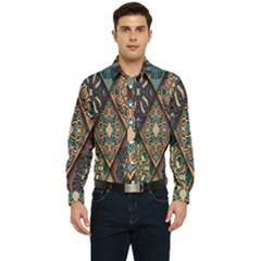 Flower Texture, Background, Colorful, Desenho, Men s Long Sleeve  Shirt