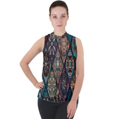 Flower Texture, Background, Colorful, Desenho, Mock Neck Chiffon Sleeveless Top by nateshop