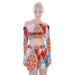 Mandala Pattern, Desenho, Designs, Glitter, Pattern Off Shoulder Top With Mini Skirt Set by nateshop