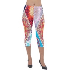 Mandala Pattern, Desenho, Designs, Glitter, Pattern Lightweight Velour Capri Leggings 