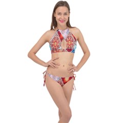 Mandala Pattern, Desenho, Designs, Glitter, Pattern Cross Front Halter Bikini Set by nateshop