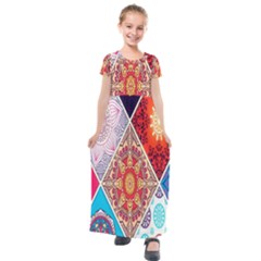 Mandala Pattern, Desenho, Designs, Glitter, Pattern Kids  Short Sleeve Maxi Dress by nateshop