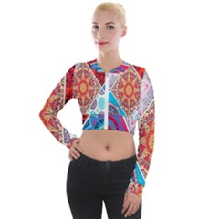 Mandala Pattern, Desenho, Designs, Glitter, Pattern Long Sleeve Cropped Velvet Jacket by nateshop